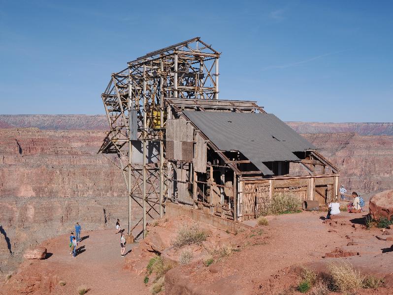 Grand Canyon West, Arizona (AZ): Guano Point: abandoned cable car head-house