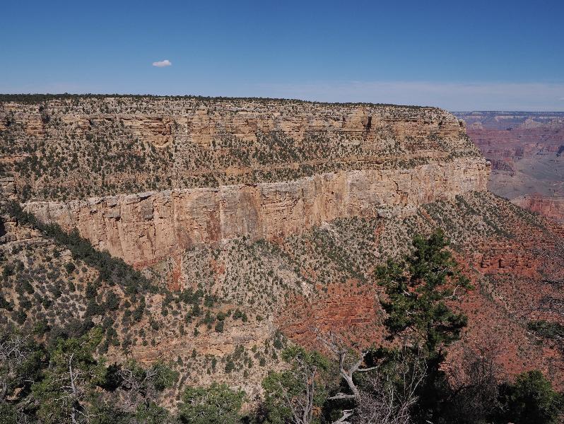 Grand Canyon Village, Arizona (AZ): Rim Trail: view west (from near Thunderbird Lodge)