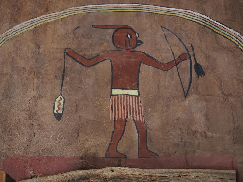 Grand Canyon, Arizona (AZ): Desert View Watchtower: hunter with bow and arrow