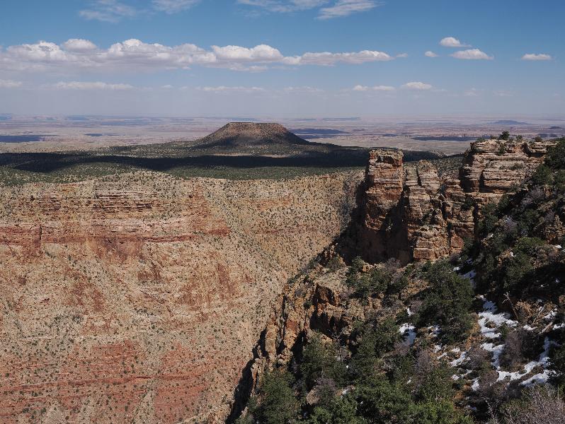 Grand Canyon, Arizona (AZ): Desert View Watchtower: view of Cedar Mountain