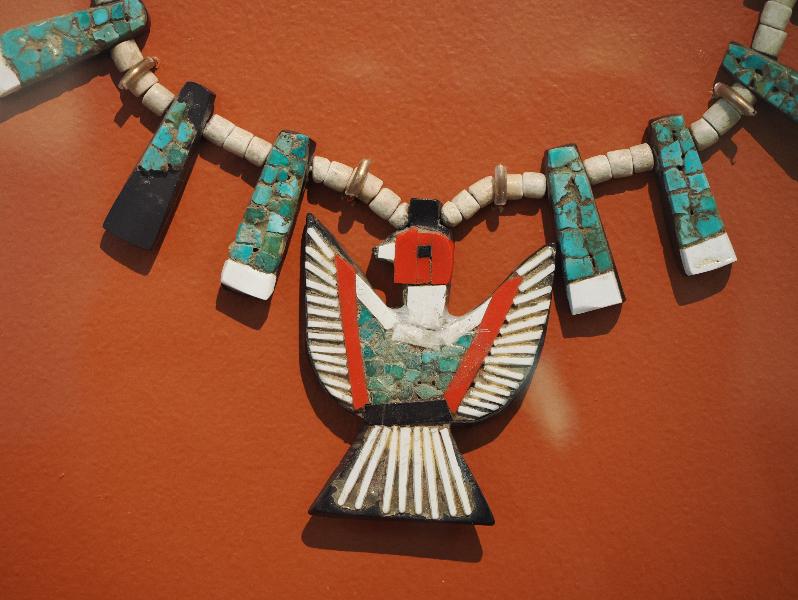 Flagstaff, Arizona (AZ): Museum of Northern Arizona: pendant necklace, detail (pre-1960, Kewa / Santo Domingo Pueblo)