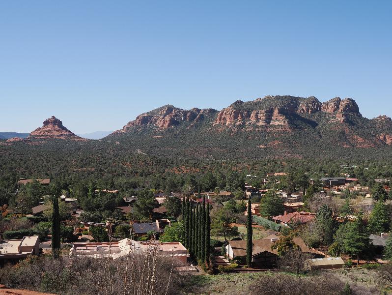 Sedona, Arizona (AZ): Chapel of the Holy Cross: view south (Bell Rock at left)
