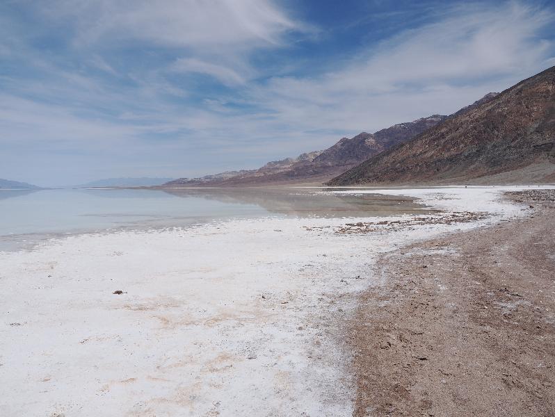 Death Valley National Park, California (CA): Badwater Road: view north across salt lake