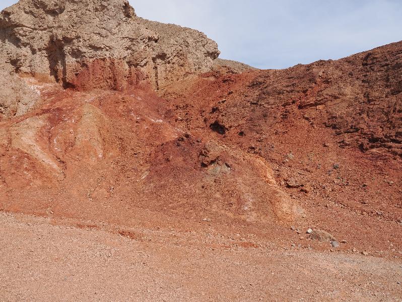 Death Valley National Park, California (CA): Golden Canyon Trailhead: red soil