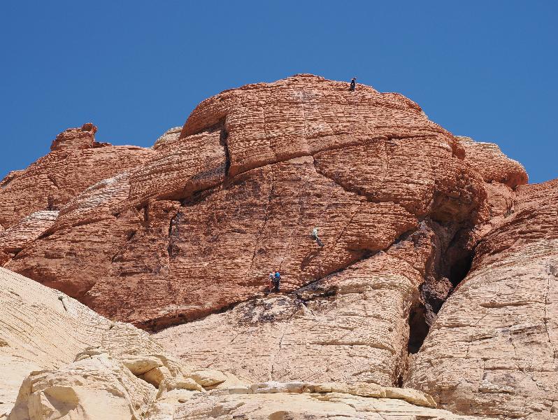 Red Rock Canyon National Conservation Area, Nevada, NV: Sandstone Quarry / Calico Tanks: climbers on big rocks