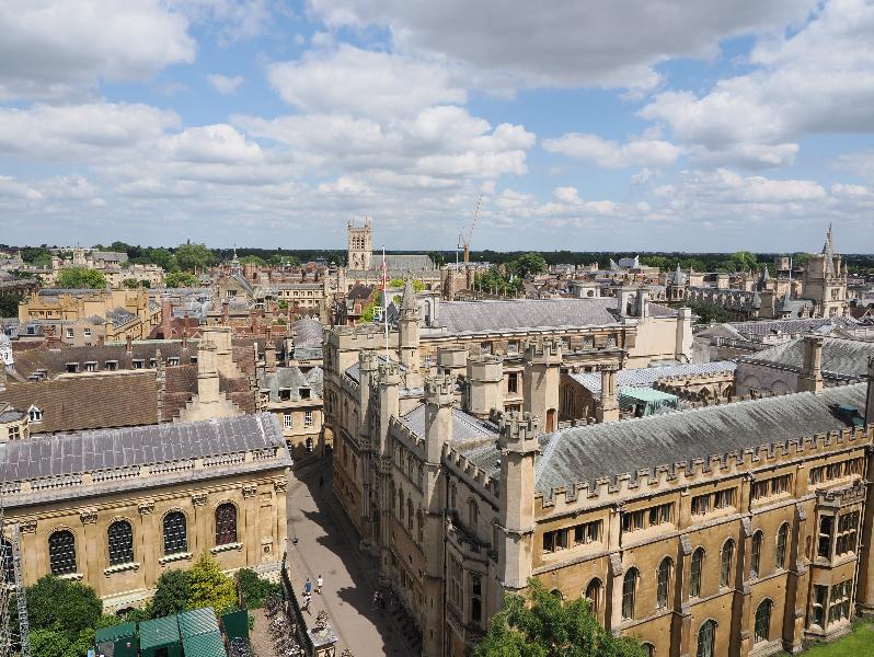 Cambridge, England: King's College: view north from chapel roof