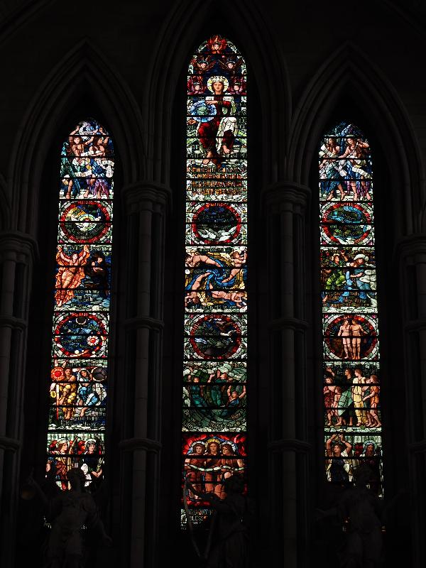 London, England: Southwark Cathedral: Creation Window (1903, Henry Holiday)