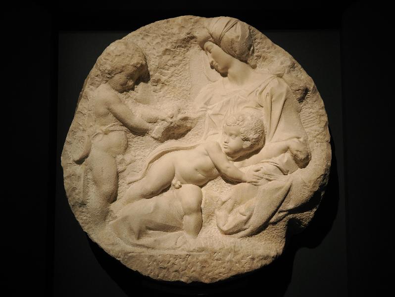 London, England: Royal Academy: The Virgin and Child with the Infant St John the Baptist (ca. 1504-1505, Michelangelo)