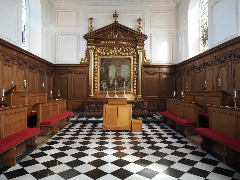 Cambridge, England: Emmanuel College: chapel interior