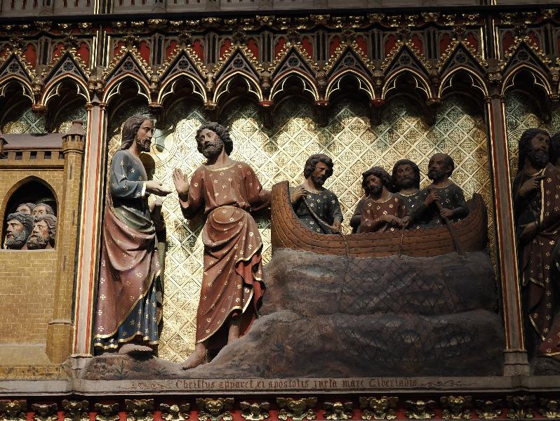 Paris, France: Notre-Dame Cathedral: Christ appears to the apostles on the shores of Lake Tiberias