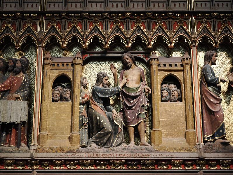 Paris, France: Notre-Dame Cathedral: Christ appears to the apostles and to Thomas