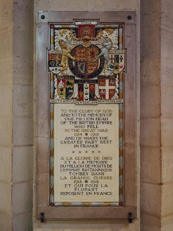 Paris, France: Notre-Dame Cathedral: British Empire Great War memorial