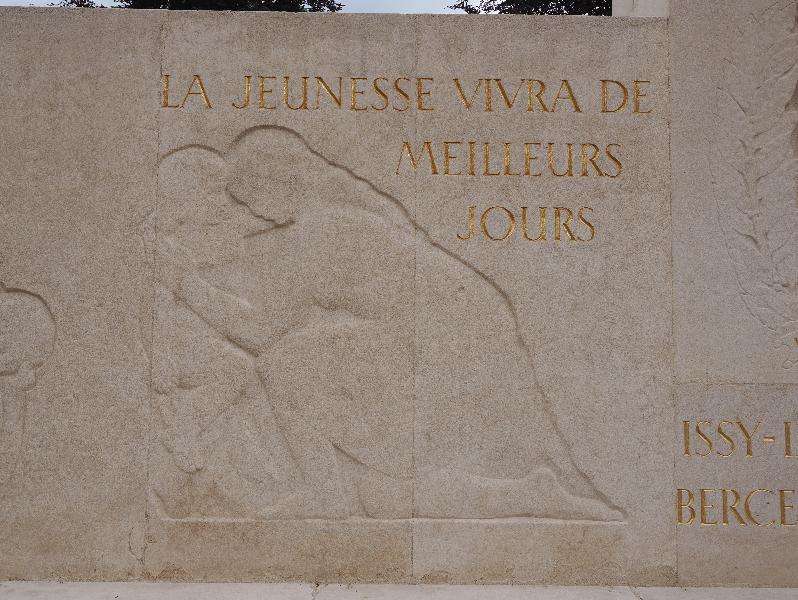 Issy-les-Moulineaux, France: Square de la Marie: war memorial (Monument aux Morts de la Ville, 1959, sculptor Jean Joachim)