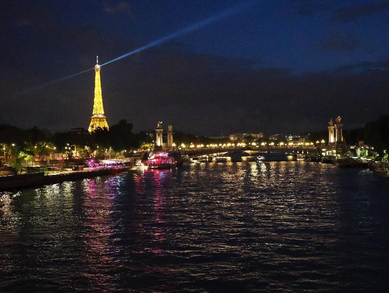 Paris, France: Pont de la Concorde: view of Eiffel Tower and Pont Alexandre III