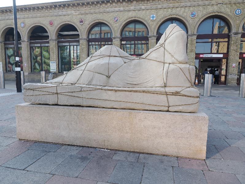 Cambridge, England: railway station: Ariadne Wrapped (2022, Gavin Turk)