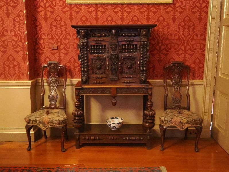 Oxburgh Estate, England: Oxburgh Hall, Saloon: sideboard and chairs