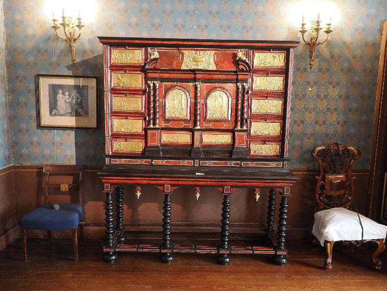 Oxburgh Estate, England: Oxburgh Hall, West Drawing Room: sideboard and chairs