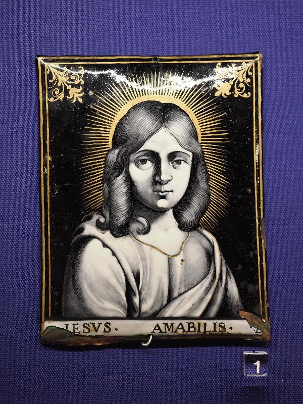 Oxburgh Estate, England: Oxburgh Hall, Dining Room: Jesus Amabilis (1600s, Limoges workshop of Jacques Laudin)