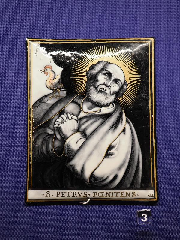 Oxburgh Estate, England: Oxburgh Hall, Dining Room: St Peter the Penitent (1600s, Limoges workshop of Jacques Laudin)