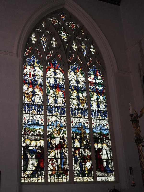 Cambridge, England: Little St Mary's Church: Crucifixion window (1903, Charles Eamer Kempe)