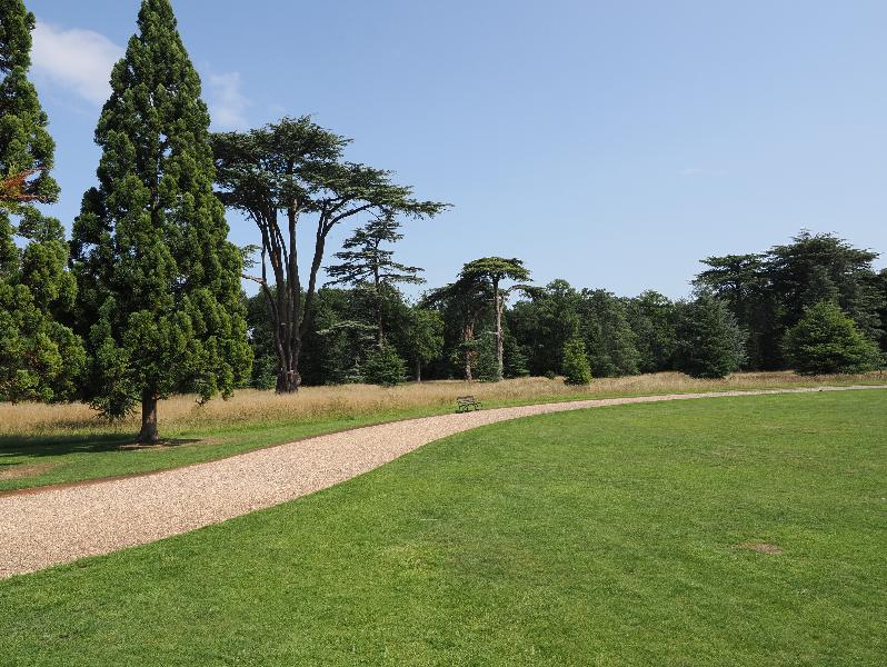 Ickworth, England: Ickworth House, garden: lawn and wooded area