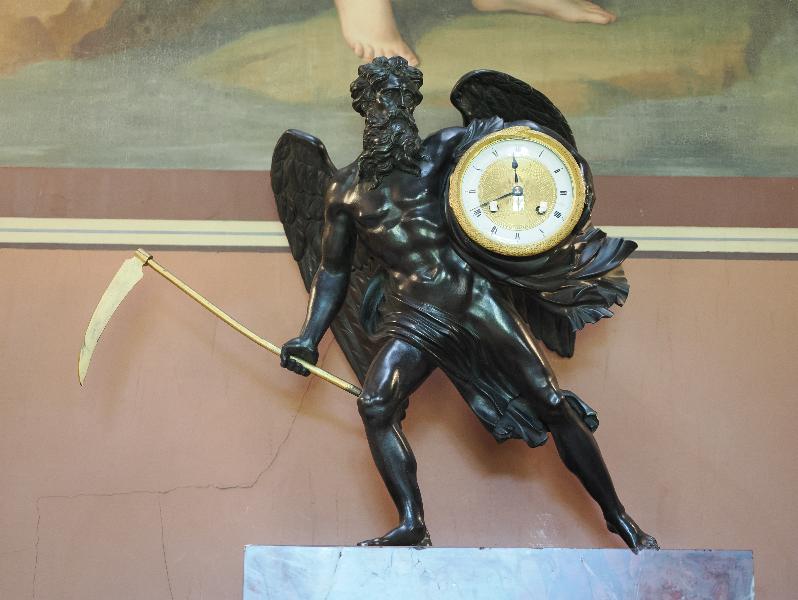 Ickworth, England: Ickworth House, The Pompeian Room: figure of Time clock (ca. 1880)