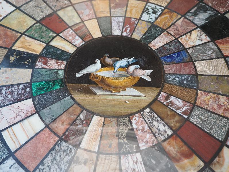 Ickworth, England: Ickworth House, The Pompeian Room: Dr Pantoleoni's Specimen Marble Top (micromosaic) (about 1820)