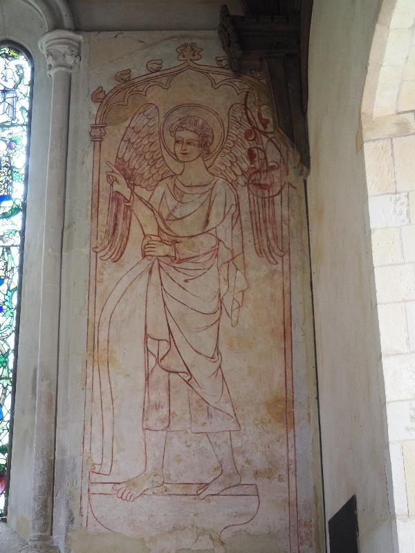 Ickworth, England: St Mary's Church: Angel of the Annunciation (14th century but heavily restored by Heaton, Butler and Bayne)