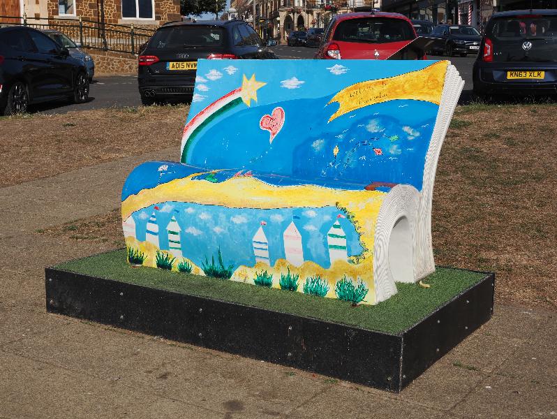 Hunstanton, England: The Green: Book Bench (2021, Wild in Art)
