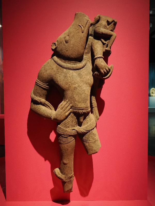 London, England: British Museum: Varaha with goddess Bhu on his shoulder (AD 400-500, Uttar Pradesh or Madhya Pradesh, India)