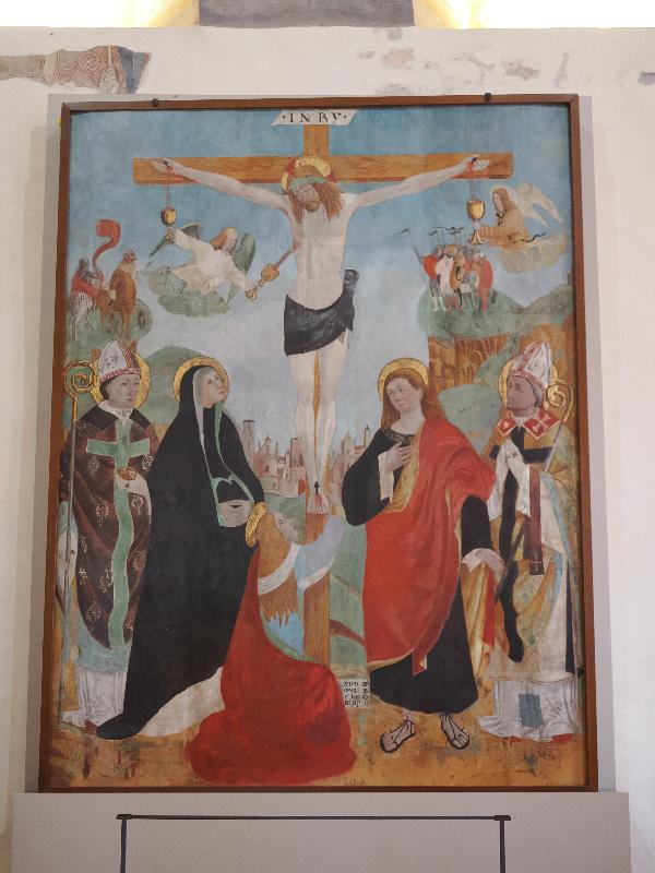 Santa Caterina del Sasso, Italy: hermitage: Crucifixion (1510, Giovanni Peitro Crespi)