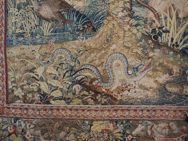 Isola Bella, Italy: Palazzo Borromeo, La Galleria degli Arazzi (The Tapestry Gallery): snake, detail (16th century Flemish)