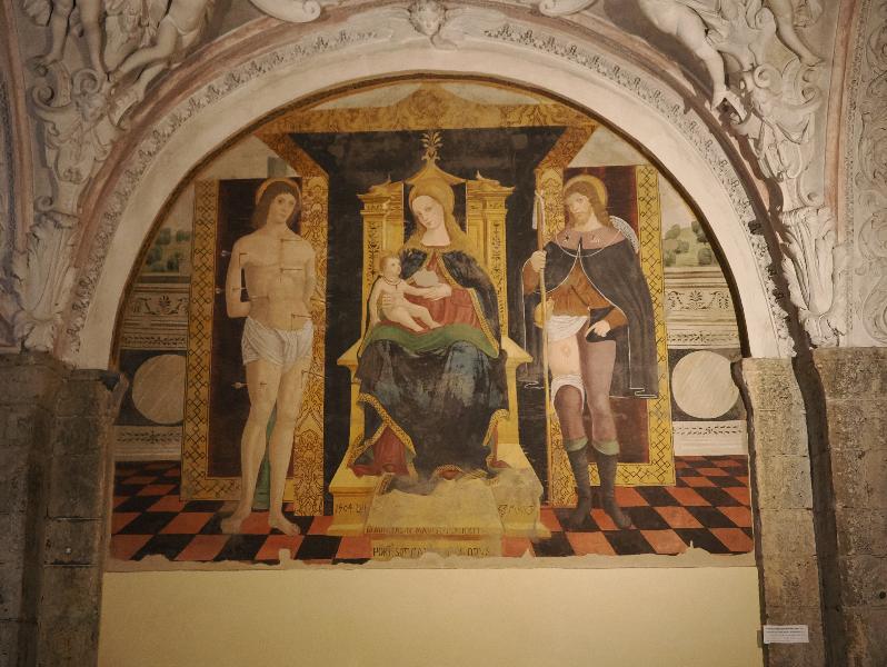 Como, Italy: Basilica di San Fedele: Madonna between Saints Sebastian and St Roch (1504, Giovanni Andrea de Magistris)