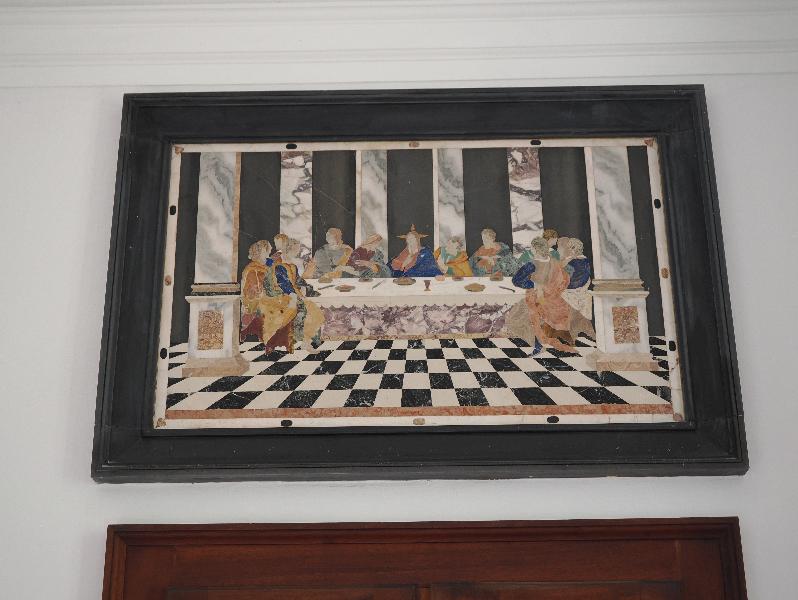 Bellagio, Italy: Villa Melzi, chapel: Last Supper (after Leonard da Vinci), inlaid stone