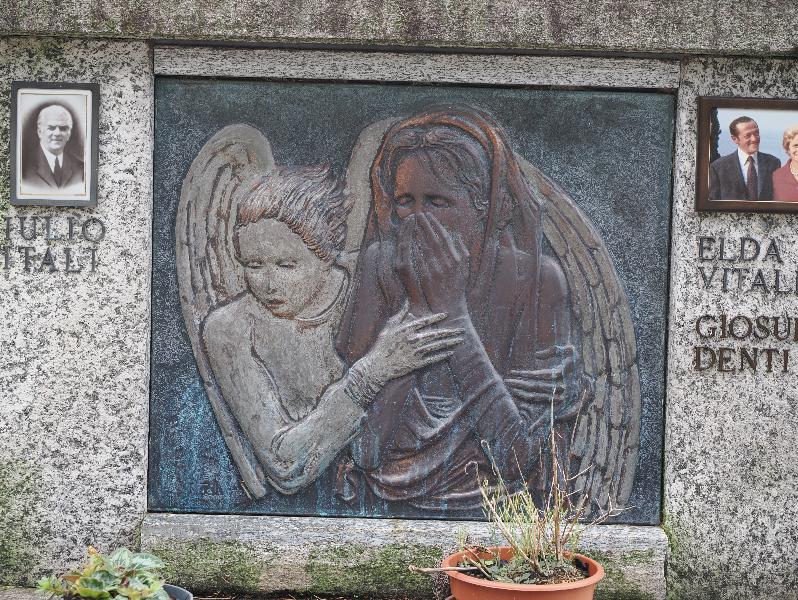 Bellano, Italy: Communal Cemetery: Vitali and Denti monument, Return of the Soul (sculptor also a Vitali)