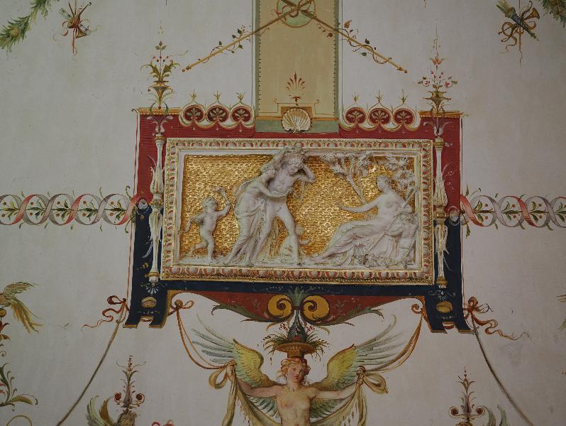 Tremezzina, Italy: Villa Carlotta, Views Room: Homage to Ceres (ca. 1910, Lodovico Pogliaghi), detail, nude female figure greeting nude male and female figures