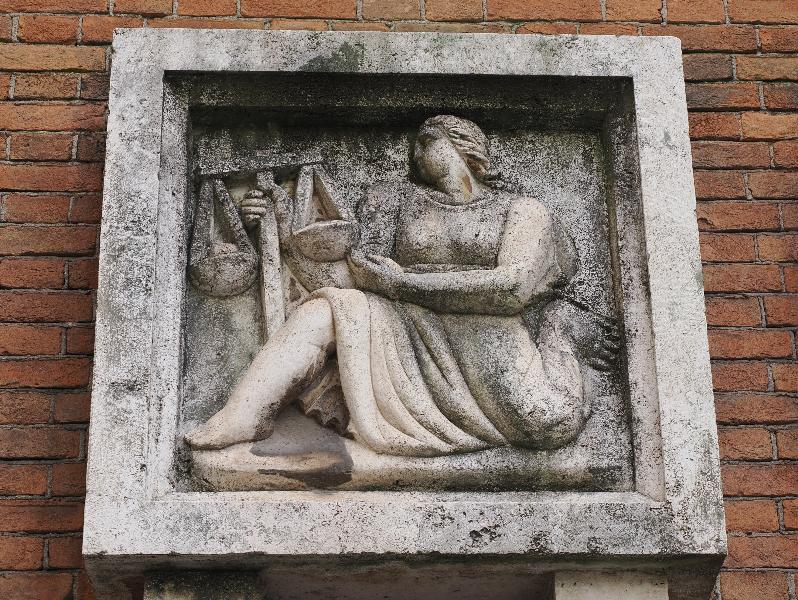 Milan, Italy: Teatro romano: bas relief, Libra