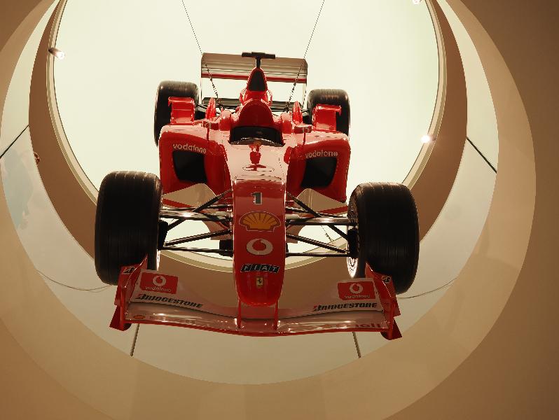 Milan, Italy: Ferrari Flaghip Store Milano: Formula 1 car driven by Michael Schumacher (minus the engine)