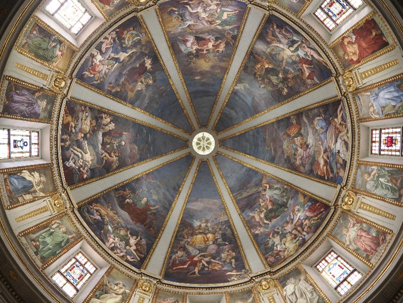 Milan, Italy: Tempio di San Sebastiano: dome (fresco, 1833, by Agostino Comerio, completed 1932, by Lazzaro Pasini)