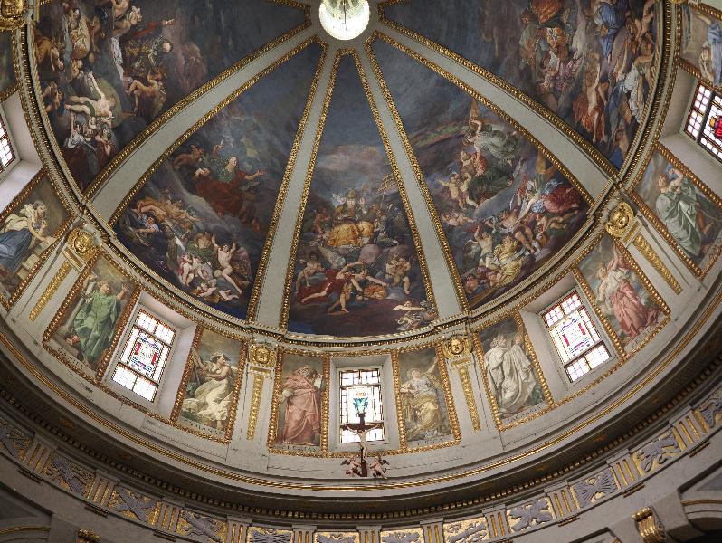 Milan, Italy: Tempio di San Sebastiano: part of dome (fresco, 1833, by Agostino Comerio, completed 1932, by Lazzaro Pasini)