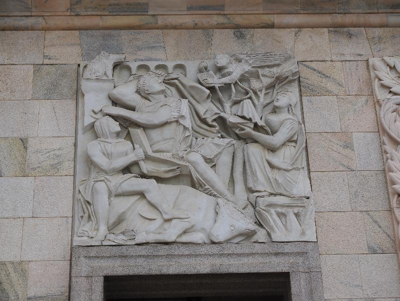Milan, Italy: Palazzo dell'Arengario: bas relief (1939, Arturo Martini)