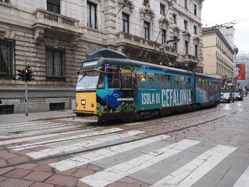 Milan, Italy: Piazza della Scala: modern tram