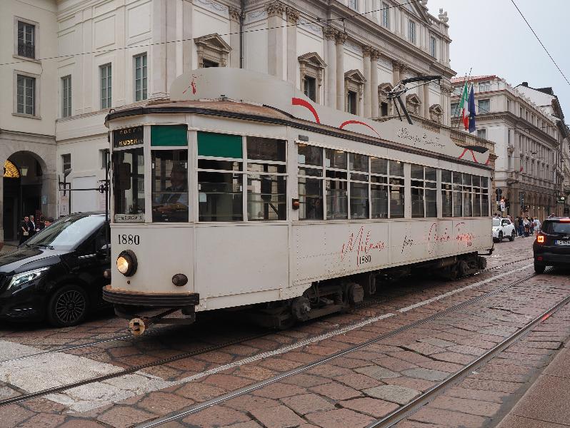 Milan, Italy: Piazza della Scala: old tram