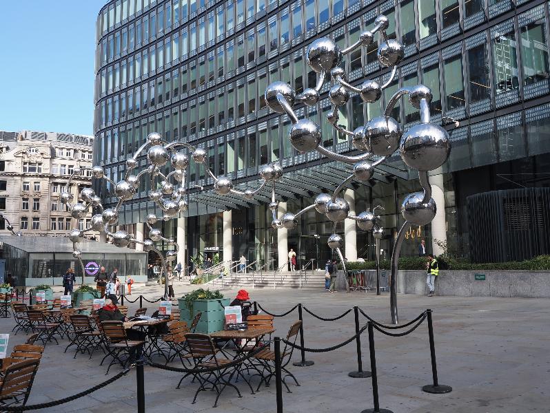 London, England: 100 Liverpool Street: Infinite Accumulation (2024, Yayoi Kusama)