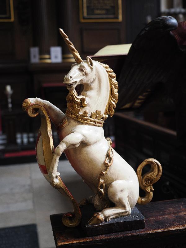 London, England: St Mary Abchurch: unicorn