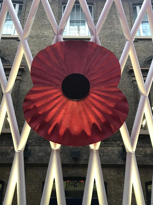 London, England: King's Cross: giant poppy