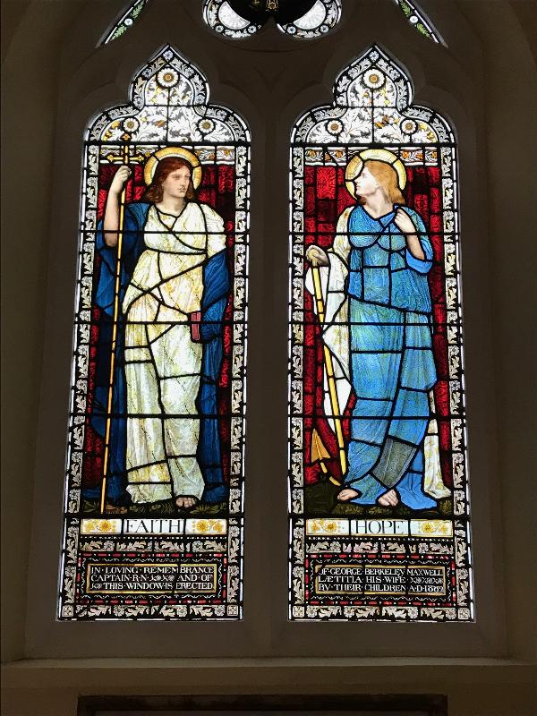 London, England: St Michael's Church: Faith and Hope (1882, James Powell & Sons)
