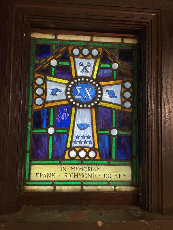 Dickey Memorial Window:  form of a fraternity pin