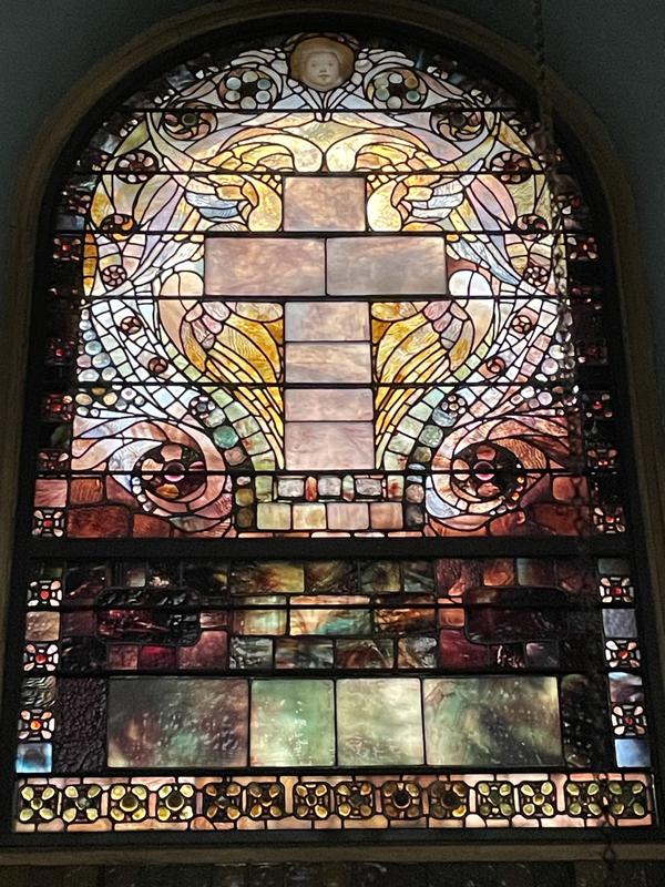 Wilcox Memorial Window:  Cross and Angels