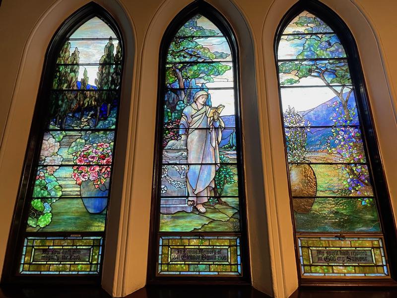 Baum Memorial Window:  Landscape and St. Agnes